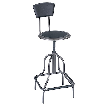Zoro Select Round Stool with Backrest, Height 22-1/2" to 27"Pewter 6664