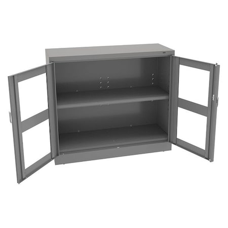 Tennsco Shelving Storage Cabinet, 42 in H, 48 in W, 18 in D, Swing, Keyed, Medium Gray, 2 Shelves, 0 Drawers CVDJ1842SU MED GREY