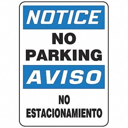 Accuform No Parking Sign, 10" W, 14" H, English, Spanish, Aluminum, White SBMVHR854VA