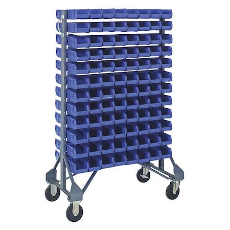 Quantum Storage Systems Steel Mobile Bin Rail Floor Rack, 36 in D x 53 in H x 20 in W, Blue MQRU-12D-220-192BL