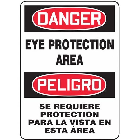 Accuform Spanish-Bilingual Danger Sign, 14" Height, 10" Width, Plastic, Rectangle, English, Spanish SBMPPE122VP