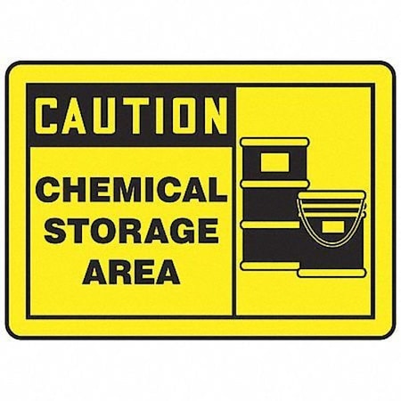 Accuform Caution, Chemical Storage Area, 14" W x 10" H, Rectangle, Vinyl MCHL642VS