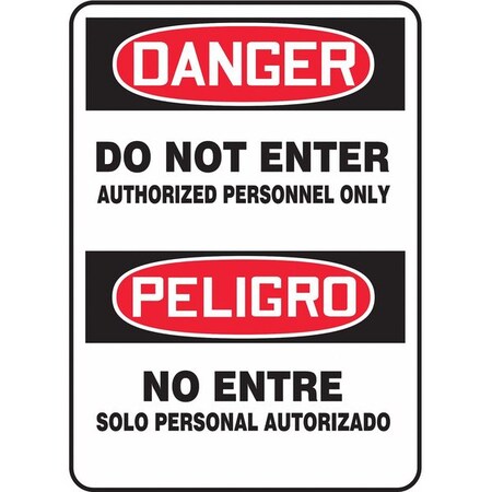 Accuform Spanish-Bilingual Danger Sign, 14 in H, 10 in W, Vinyl, Rectangle, English, Spanish, SBMADM157VS SBMADM157VS