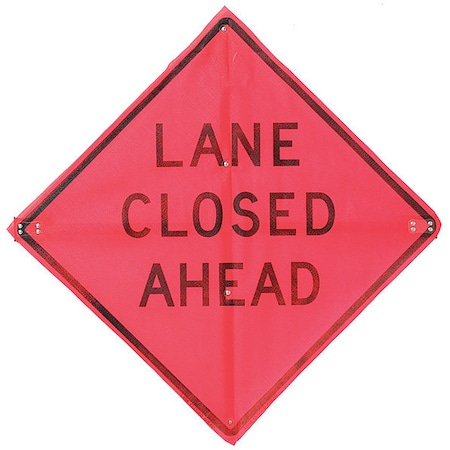 Eastern Metal Signs And Safety Lane Closed Traffic Sign, 36 in H, 36 in W, Polyester, Diamond, C/36-EMO-3FH-HD LANE CLOSED AHEAD C/36-EMO-3FH-HD LANE CLOSED AHEAD