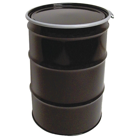 Zoro Select Open Head Transport Drum, Steel, 55 gal, Lined, Black OH55-3E