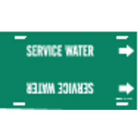 Brady Pipe Marker, Service Water, Gn, 8to9-7/8 In 4270-G