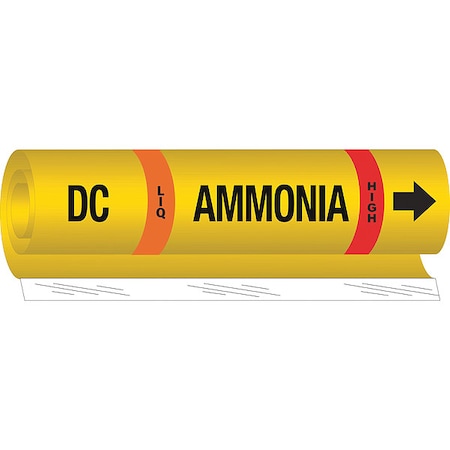 Brady Ammonia Pipe Marker, DC, 2 to 8In 57982