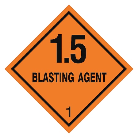 Stranco 4" x 4", Black on Orange DOT Label, 1.5 Blasting Agent Legend, PK500 HMSL-0101-P500