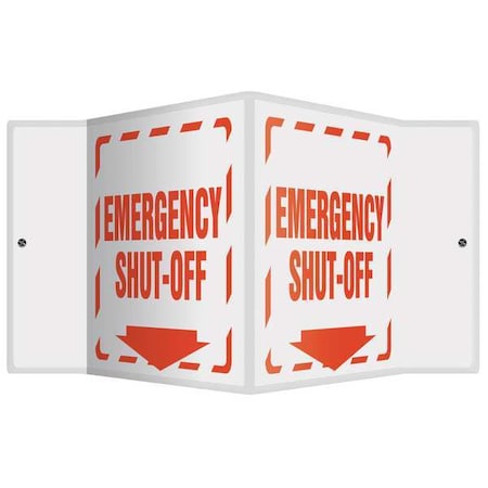 Accuform Emergency Shut-Off, 8 1/2 in W x 6 in H, V-Shaped, Plastic, PSP317 PSP317