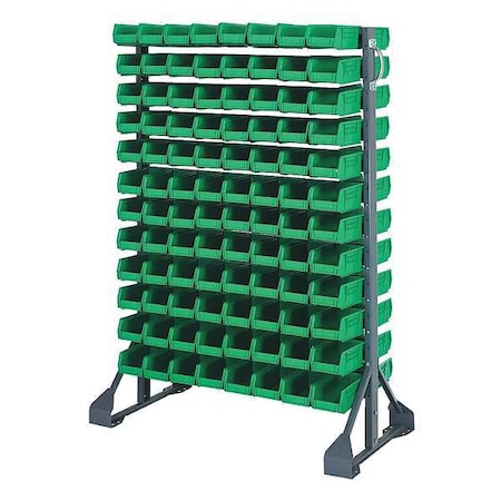 Quantum Storage Systems Steel Bin Rail Floor Rack, 20 in D x 54 in H x 36 in W, Green QRU-12D-220-192GN