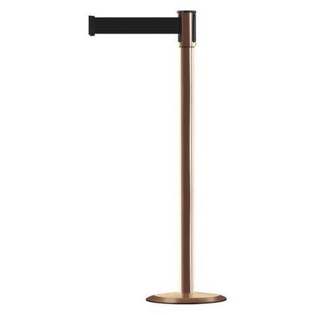Tensabarrier Barrier Post with Belt, Black, 7 1/2 ft Length, 38 in Post Height, No Legend, Stainless steel 890U-2P-2P-2P-STD-NO-B9X-C