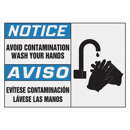 Accuform Notice/Aviso, Avoid Contamination Wash Your Hands/Evitese Contaminacion Lavese Las Manos, 14" W x MSCH800VA