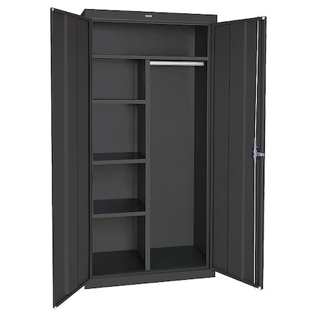 Sandusky Lee Combo Wardrobe Storage Cabinet, 72 in H, 46 in W, 24 in D, Recessed Pull, Keyed, Black, 4 Shelves EACR462472-09