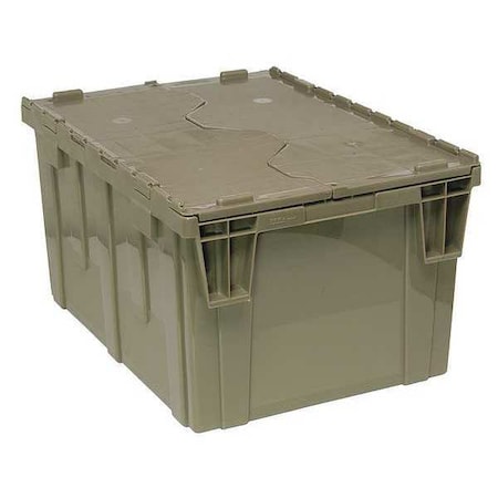 Quantum Storage Systems Attached Lid Container, 18.25 gal Volume Cap., 23 7/8 in L, 19 3/8 in W, 12 1/2 in H, Plastic, Gray QDC2420-12