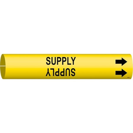 Brady Pipe Marker, Supply, Yel, 3/4 to 1-3/8 In 4138-A