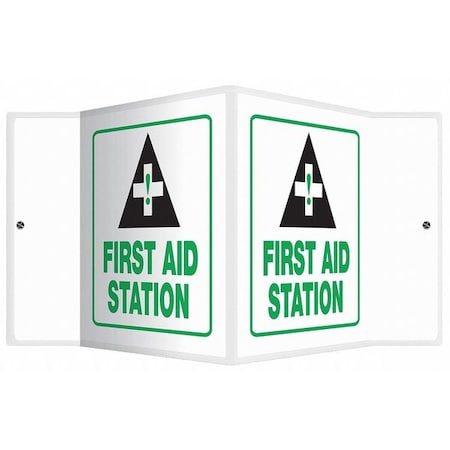 Accuform First Aid Station, 8-1/2" W x 6" H, V-Shaped, Plastic, PSP619 PSP619