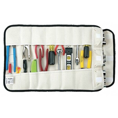 Ergodyne Tool Roll-Up Bag, White, Canvas, 16 Pockets 14480