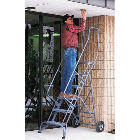 Ballymore 93 in H Steel Folding Rolling Ladder, 6 Steps, 350 lb Load Capacity FAWL-6-P
