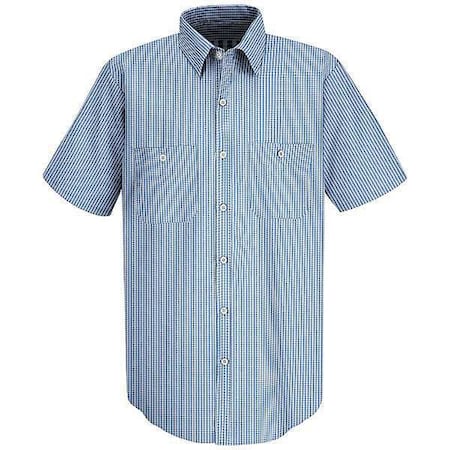 Vf Workwear Men's Short Sleeve Uniform Shirt, 35% Cotton, 65% Polyester, Button, 2 Pocket(s), Blue, 2XL SL20WB SSLXXL