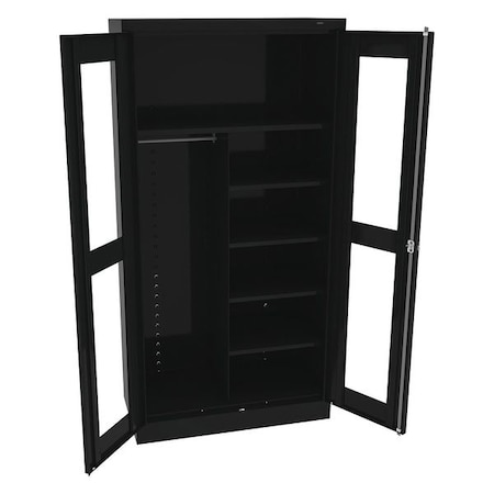 Tennsco Combo Wardrobe Storage Cabinet, 72 in H, 36 in W, 18 in D, Swing, Keyed, Black, 5 Shelves, 0 Drawers CVD1472 BLACK