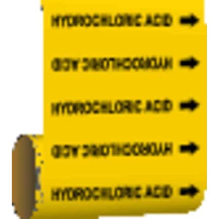 Brady Pipe Marker, Hydrochloric Acid, Yel, 15546 15546