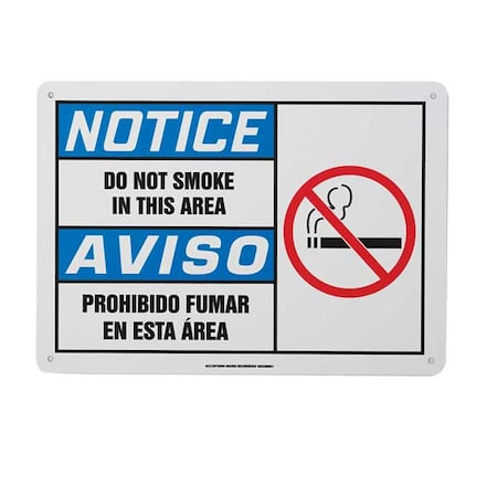 Accuform Notice No Smoking Sign, 3 1/2 in Height, 5 in Width, Vinyl, English, Spanish SBLSMK803VSP