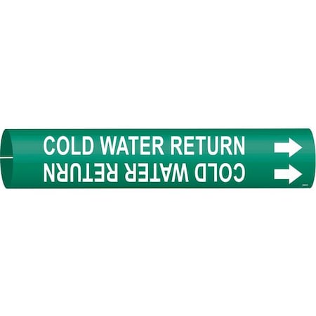 Brady Pipe Marker, Cold Water Return, Gn, 4to6 In 4030-D