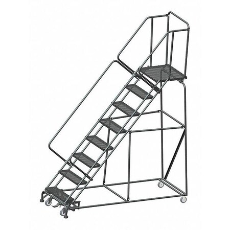 Ballymore 113" H Steel Slope Lockstep Rolling Ladder, 8 Steps, 450 lb. Load Capacity WA-SW-083221XSU