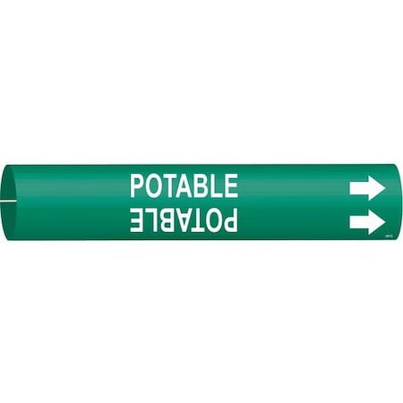 Brady Pipe Marker, Potable, Green, 4 to 6 In 4261-D