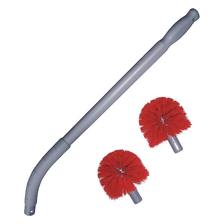 Unger 9.1 in W Toilet Brush, 22 1/2 in L Handle, 3 1/2 in L Brush, Red, Plastic, 26 in L Overall BBCOR