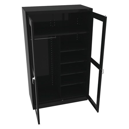 Tennsco Combo Wardrobe Storage Cabinet, 78 in H, 48 in W, Swing, Keyed, Black, 6 Shelves, 0 Drawers CVDJ2478C BLACK