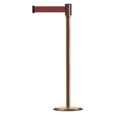 Tensabarrier Barrier Post with Belt, Burgundy, 7 1/2 ft Length, 38 in Post Height, No Legend, Stainless steel 890U-2P-2P-2P-STD-NO-R7X-C