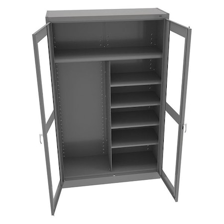 Tennsco Combo Wardrobe Storage Cabinet, 78 in H, 48 in W, Swing, Keyed, Medium Gray, 6 Shelves, 0 Drawers CVDJ1878C MED GREY
