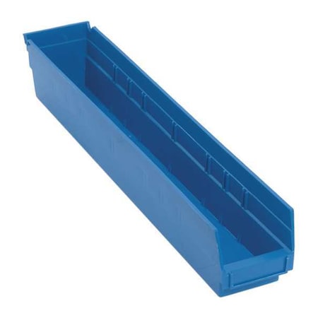 Quantum Storage Systems Shelf Storage Bin, Polypropylene, Blue, 4 in H, 4 1/8 in W, 23 5/8 in L QSB105BL