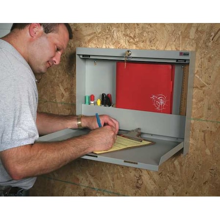 Wallwrite Wall Mounted Desk, 20x16-3/8x3-3/8 In, Red WW-100-T27