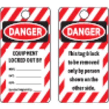 Electromark Danger Tag, Cardstock, 5 3/4 in H x 3 in W, Black and Red on White, Rectangle, 25 PK Y604111