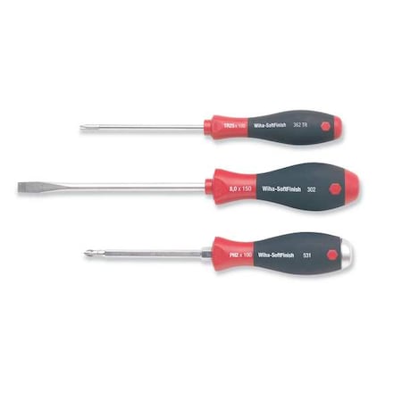 Wiha Screwdriver Set, Slotted/Phillips, 6 Pc 30294
