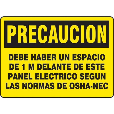 Accuform Spanish Caution Sign, 7 in Height, 10 in Width, Vinyl, Rectangle, Spanish SHMELC639VS