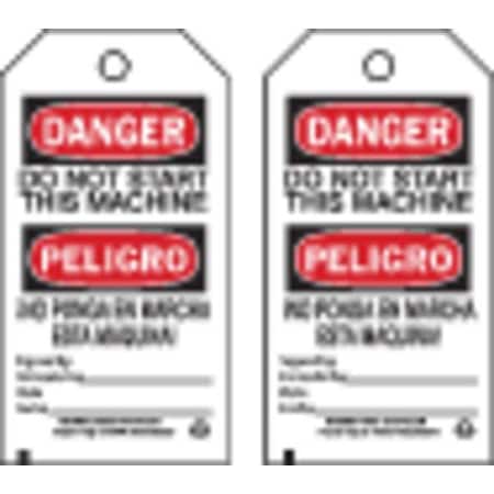 Brady Danger Bilingual Tag, Cleaning and Maintenance, 5 3/4 in H x 3 in W, Black, Red, White, Rectangle 86635