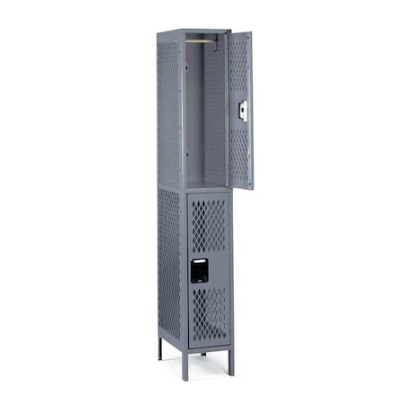 Tennsco Wardrobe Locker, 12 in W, 18 in D, 78 in H, (1) Wide, (2) Tier, Gray VDL-121836-1MED GRAY