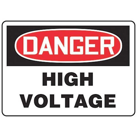 Accuform Danger Sign, 10X14", R and BK/Wht, HV, HV, Legend Style: Text MELC114VS