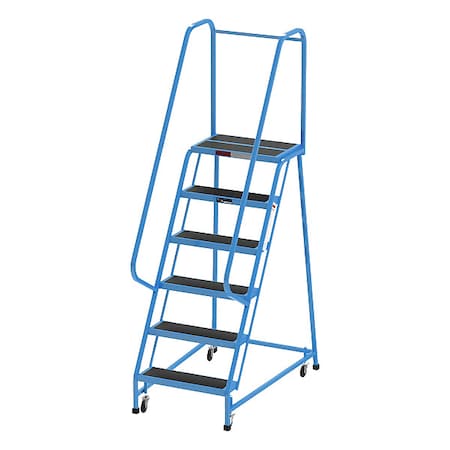 Ega 90 in H Steel Rolling Ladder, 6 Steps, 450 lb Load Capacity F009-B