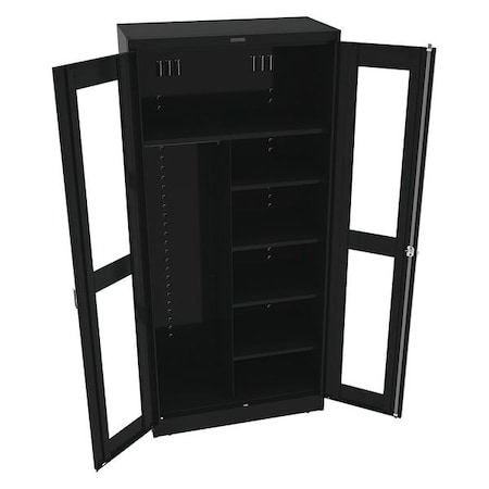 Tennsco Combo Wardrobe Storage Cabinet, 78 in H, 36 in W, 18 in D, Swing, Keyed, Black, 5 Shelves, 0 Drawers CVD7814 BLACK