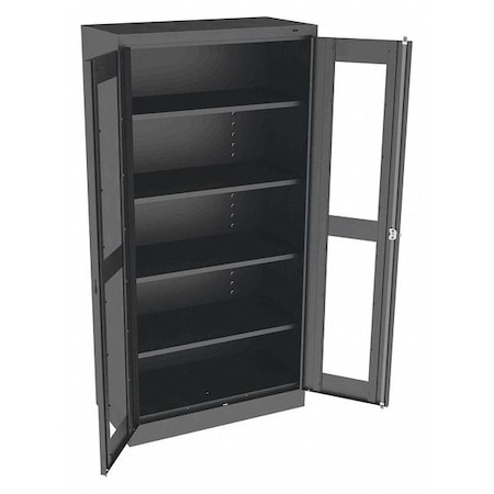 Tennsco Shelving Storage Cabinet, 72 in H, 36 in W, 18 in D, Swing, Keyed, Black, 4 Shelves, 0 Drawers CVD7218 BLACK