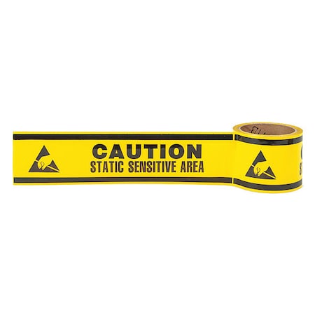 Zoro Select Floor Marking Tape, vinyl, Caution, Yellow, 3 in W., 4.9 mil Thickness 8ZFT2