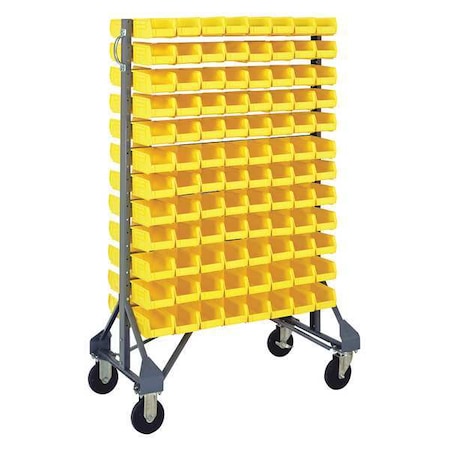 Quantum Storage Systems Steel Mobile Bin Rail Floor Rack, 36 in D x 53 in H x 20 in W, Yellow MQRU-12D-220-192YL