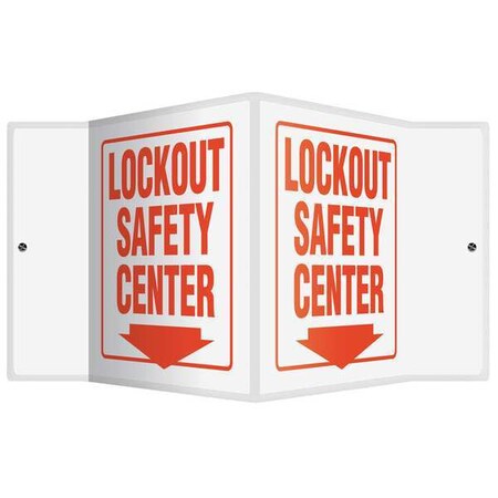 Accuform V-Shape Projection Sign, 6 in Height, 8 1/2 in Width, Plastic, V-Shaped, English PSP319