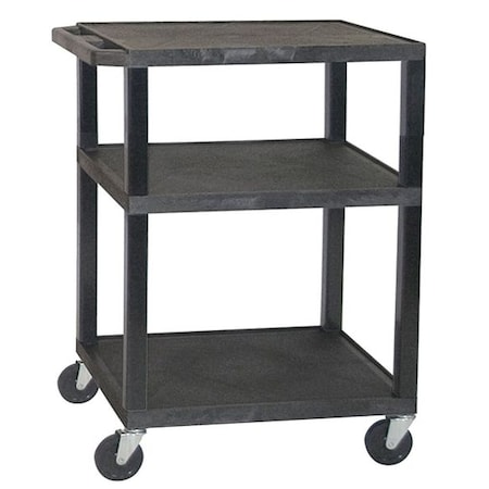 Zoro Select Utility Cart with Lipped Plastic Shelves, Thermoplastic Resin, 300 lb Load Capacity, 3 Shelves WT34E