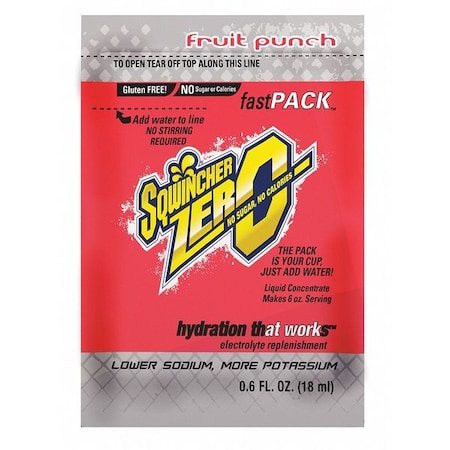 Sqwincher Sugar Free Sports Drink Mix Liquid Concentrate 0.6 oz., Fruit Punch, Pk50 159015501