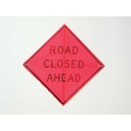 Eastern Metal Signs And Safety Road Closed Ahead Traffic Sign, 36 in W, 36 in H, Polyester, PVC, Orange C/36-EMO-3FH-HD ROAD CLOSED AHEAD